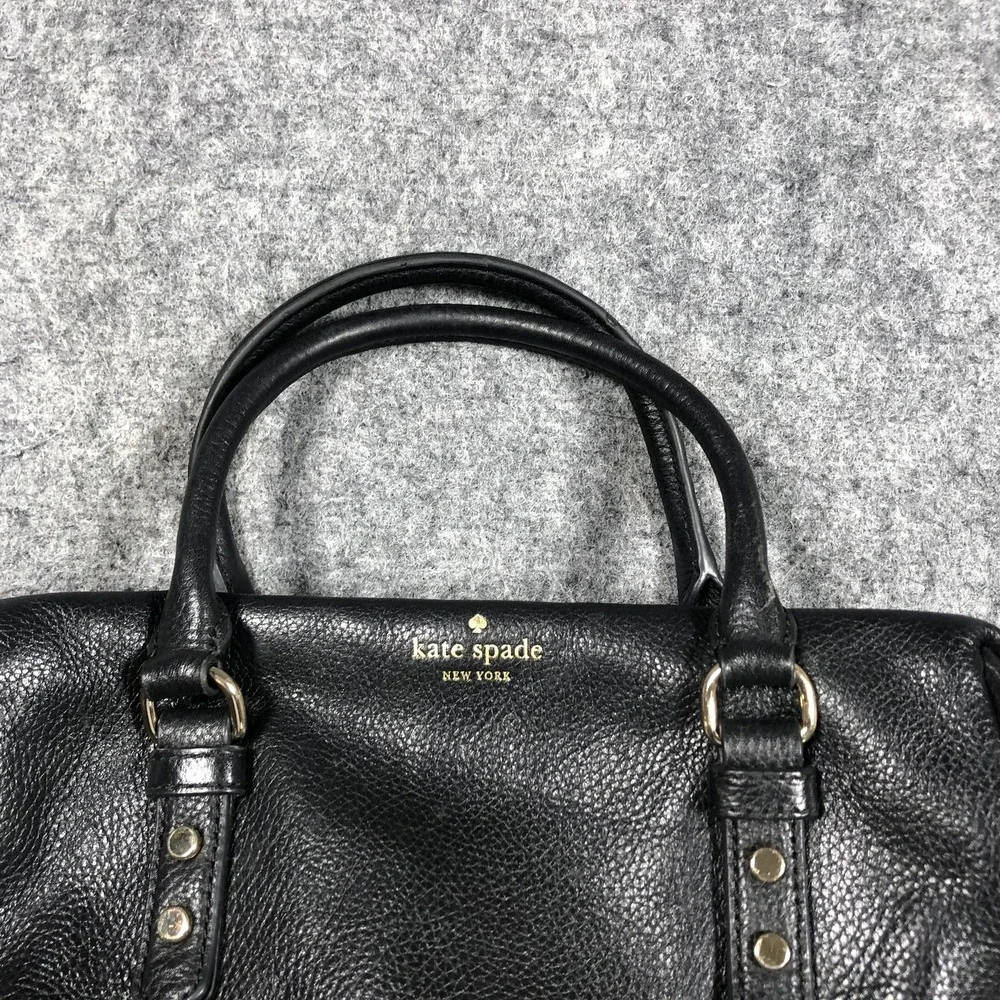 Kate Spade Satchel Bag Womens Medium Black Leather Top Handle Zip Shoulder Purse